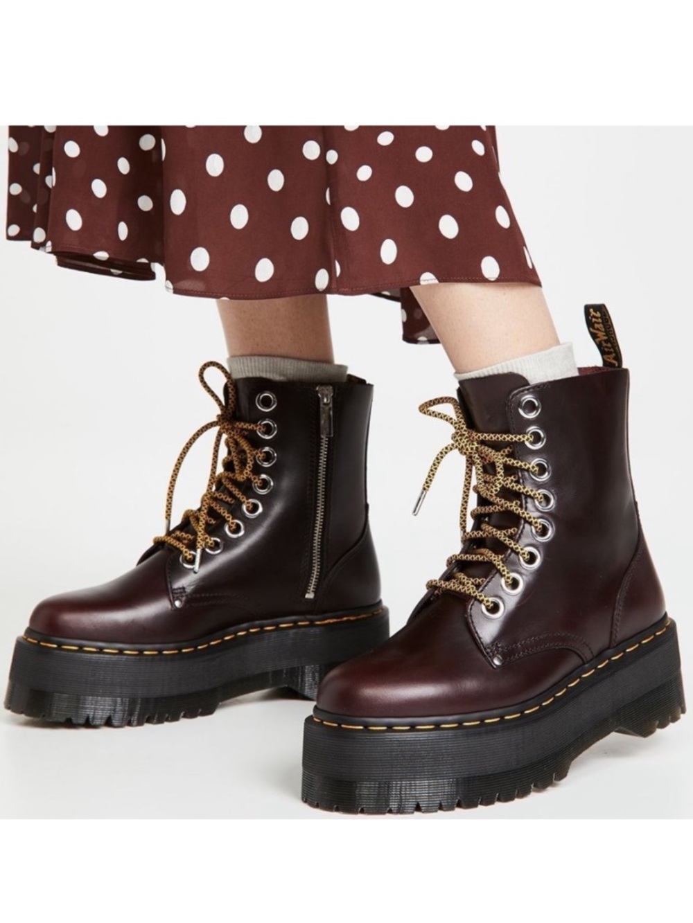 Dr. Marten Jadon Max Leather Platform Boots in Oxblood Atlas - Picture 2 of 15
